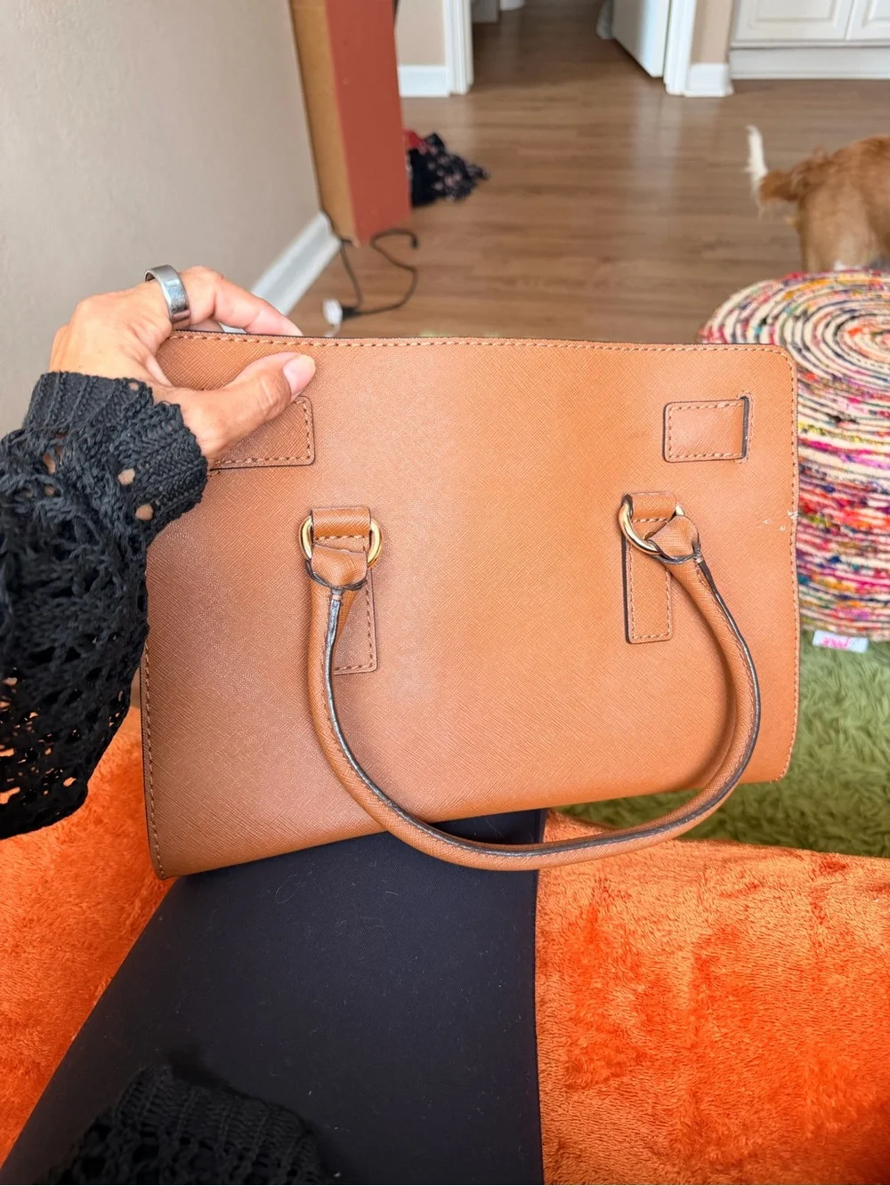 Michael Kors Cognac Saffiano Leather Satchel with Gold Hardware - Like New!